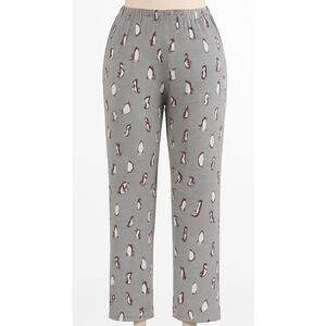 Cacique sleep pants Women Plus 22 24 gray penguin print lounge pajama bottoms